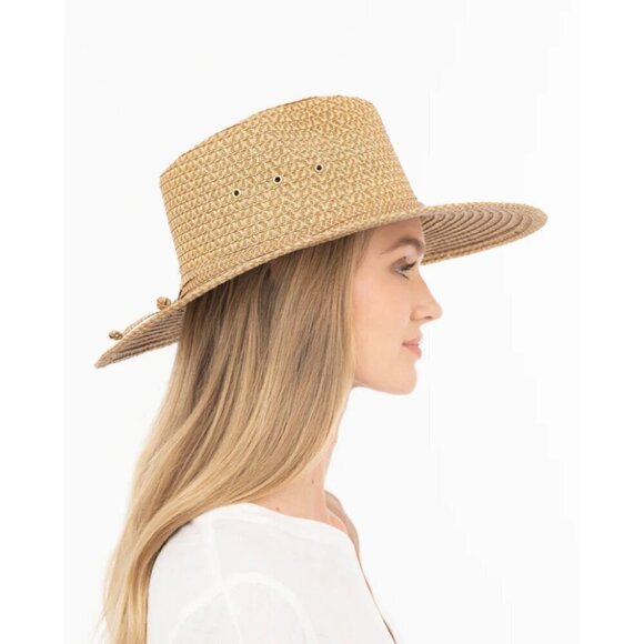 💕ERIC JAVITS💕 Sunshade Squishee Packable Straw Fedora Hat ~ OS Cream NWT - Picture 4 of 16
